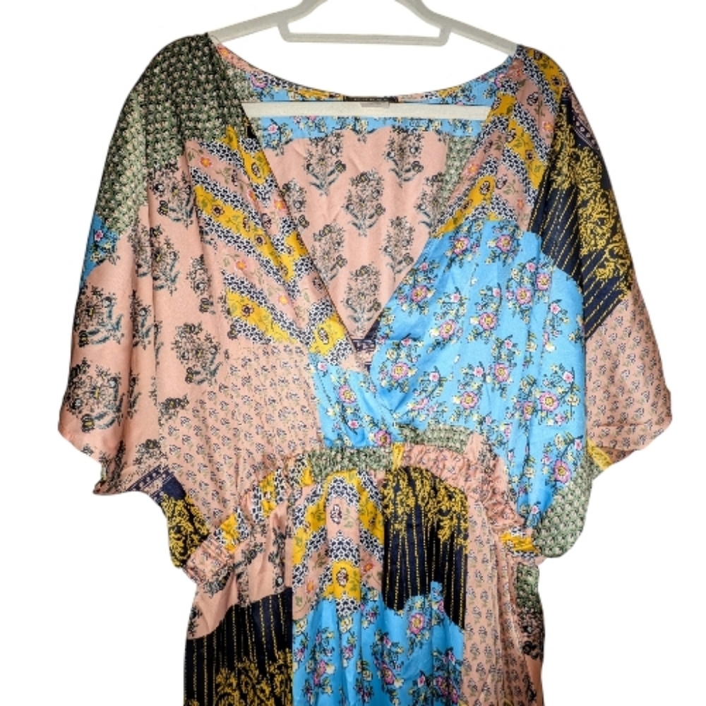 NWOT The Curve Los Angeles Satin Patchwork Floral Maxi Dress 2X - Picture 2 of 4